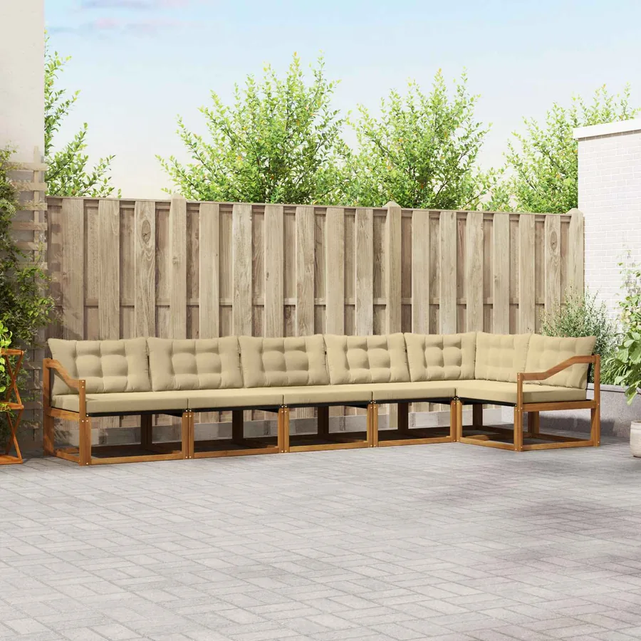 Ensemble de canapés d'extérieur 6 pcs Naturel et Beige