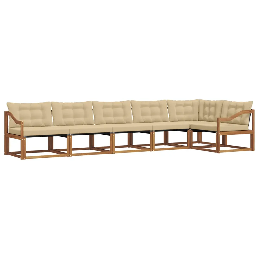 Ensemble de canapés d'extérieur 6 pcs Naturel et Beige - 2