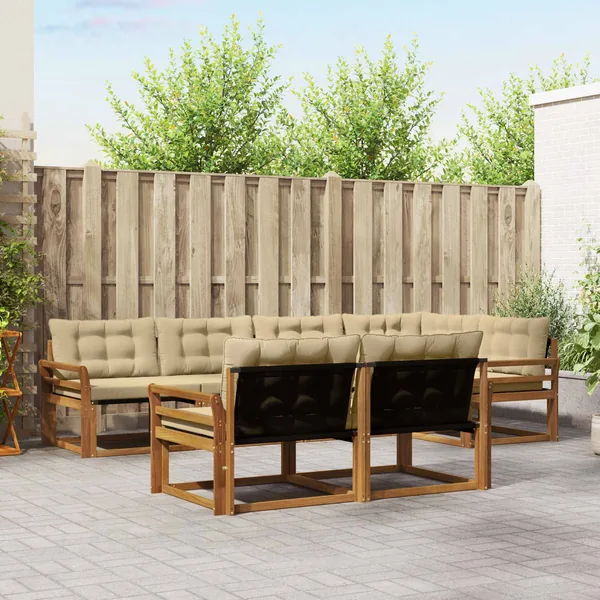 Ensemble de canapés d'extérieur 7 pcs Naturel et Beige