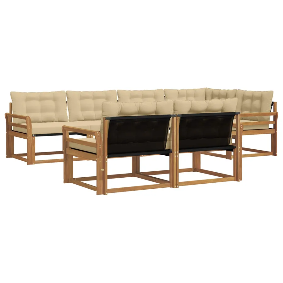 Ensemble de canapés d'extérieur 7 pcs Naturel et Beige - 2