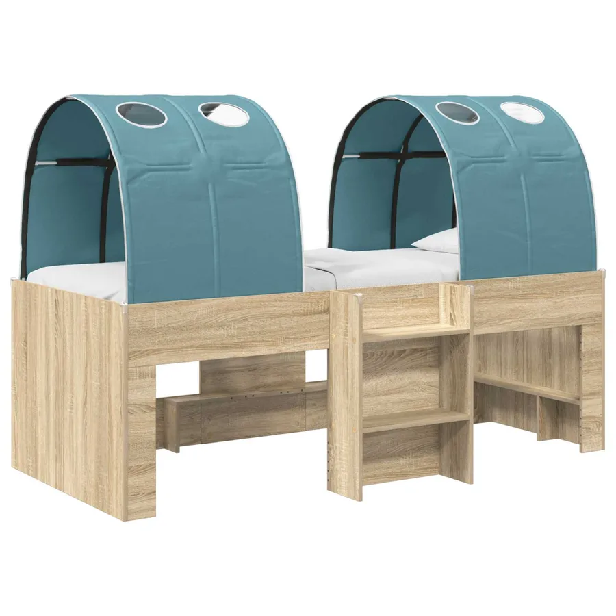 Lit avec Tunnel 3 pc Chêne Sonoma et bleu clair - 2