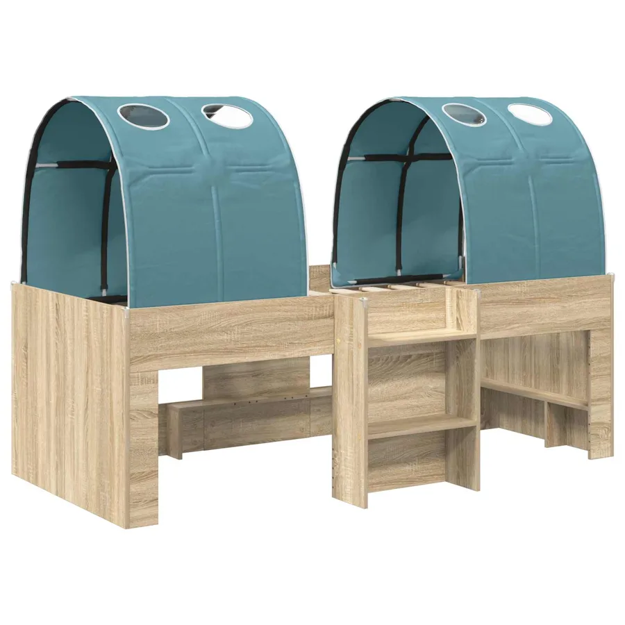 Lit avec Tunnel 3 pc Chêne Sonoma et bleu clair - 3