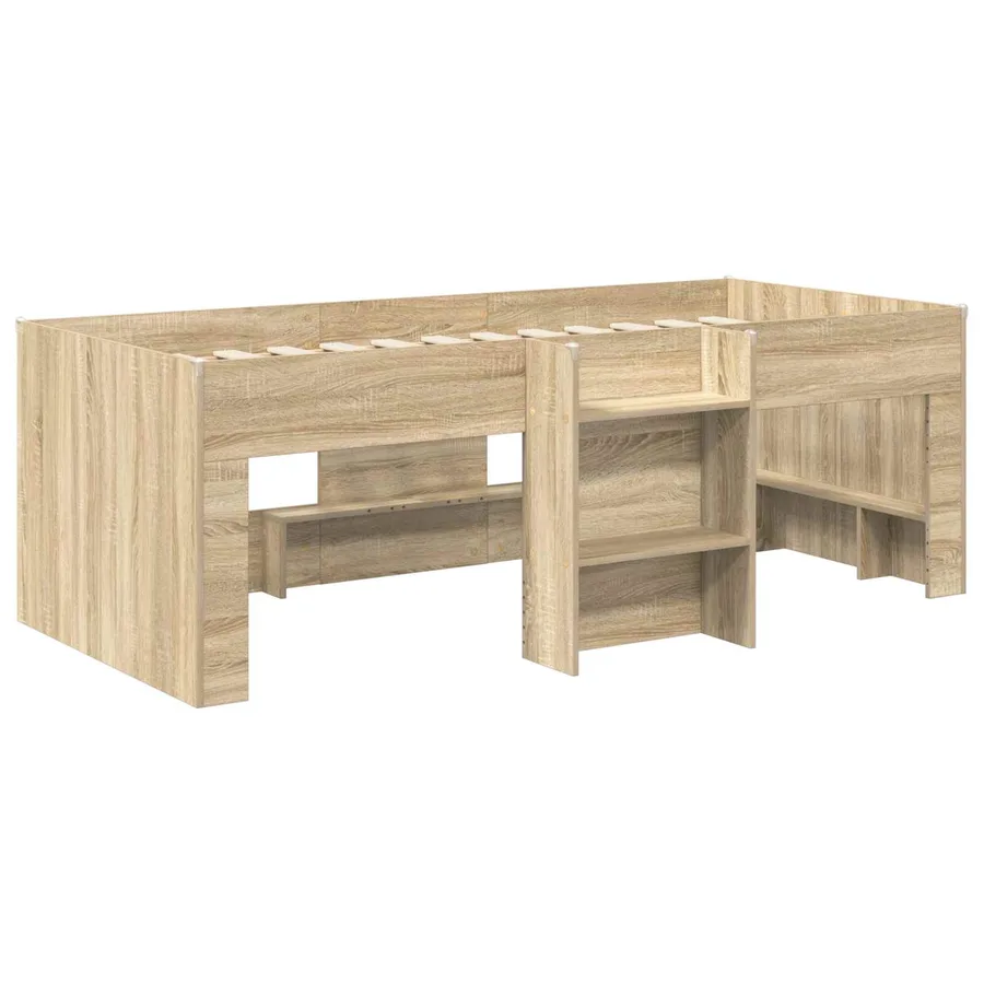 Lit avec Tunnel 3 pc Chêne Sonoma et bleu clair - 4
