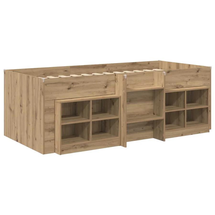 Cadre de lit en loft avec armoire 3 pc Chêne artisanal - 3