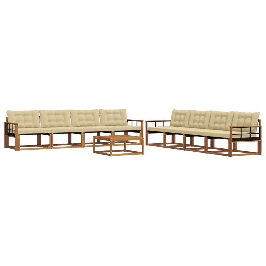 Ensemble de canapés d'extérieur 9 pcs Naturel et Beige - 2