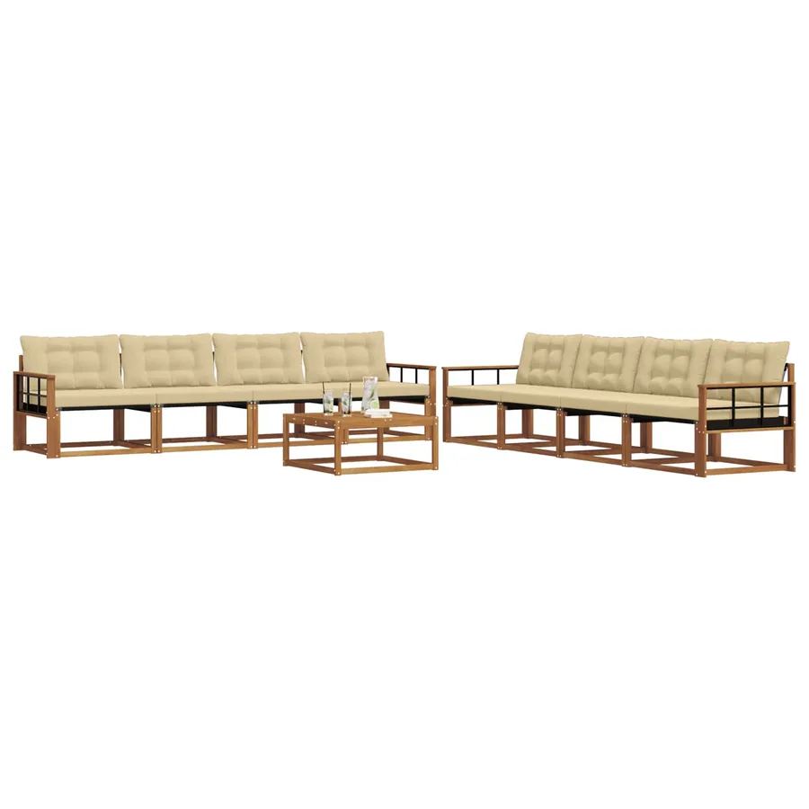 Ensemble de canapés d'extérieur 9 pcs Naturel et Beige - 3