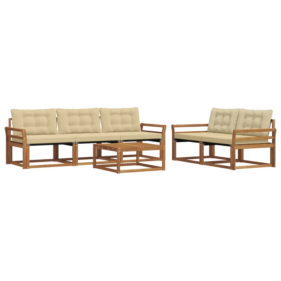 Ensemble de canapés d'extérieur 6 pcs Naturel et Beige - 2
