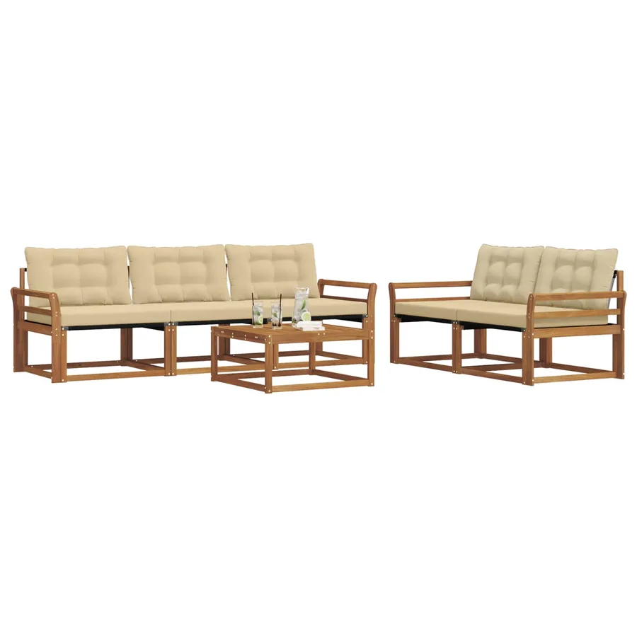 Ensemble de canapés d'extérieur 6 pcs Naturel et Beige - 3