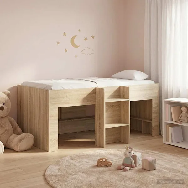 Cadre de Lit Élevé pour Enfants Chêne Sonoma 80 x 160 cm