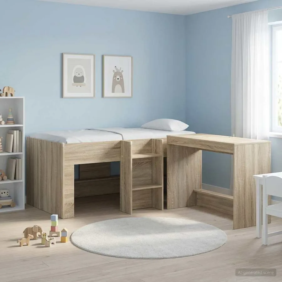 Cadre de Lit Élevé pour Enfants Chêne Sonoma 80 x 160 cm - 3