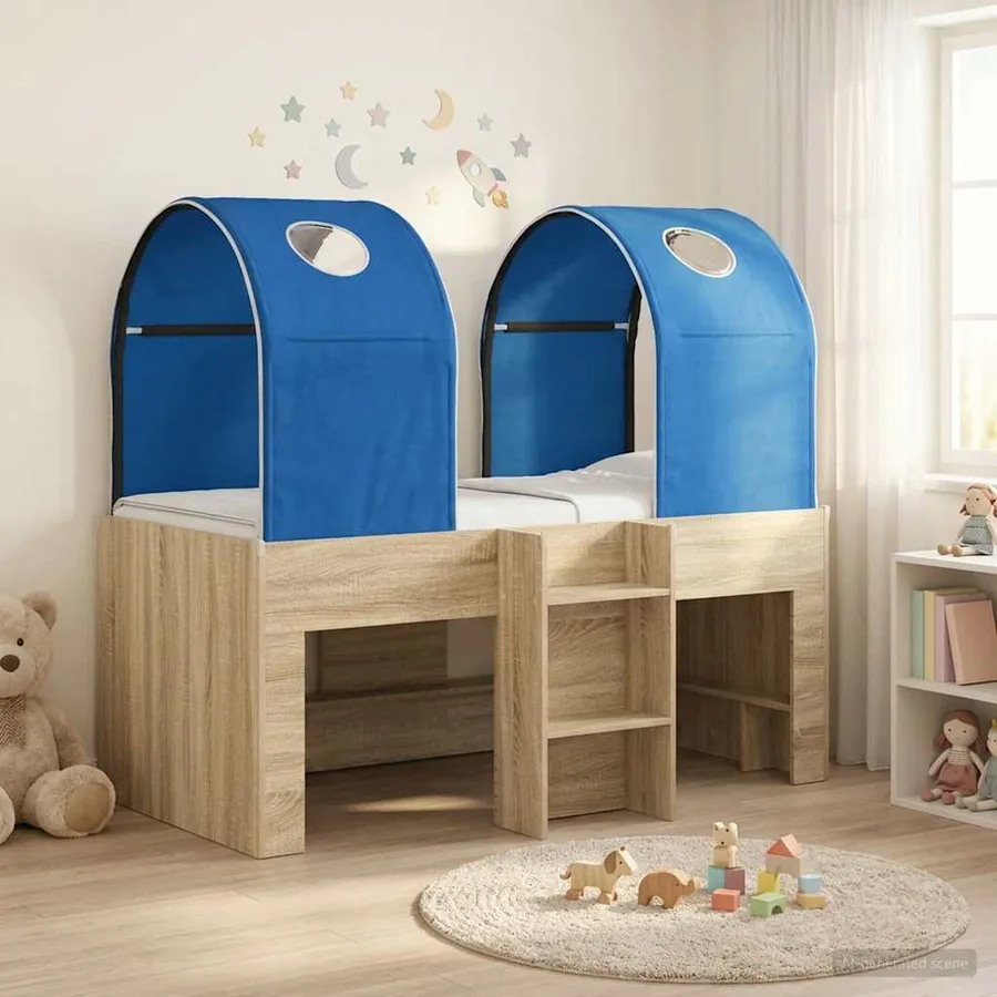 Lit avec Tunnel 3 pc Sonoma et Bleu Bois d'ingénierie