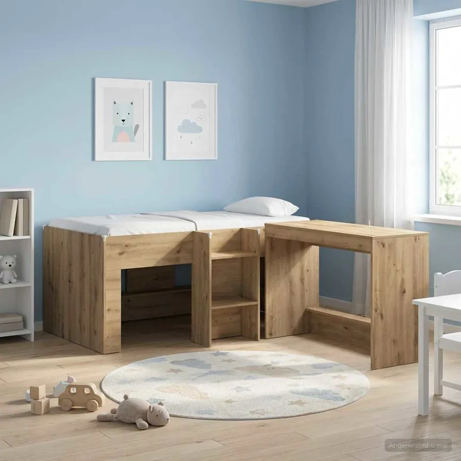 Cadre de Lit Élevé pour Enfants Chêne artisanal 80 x 160 cm