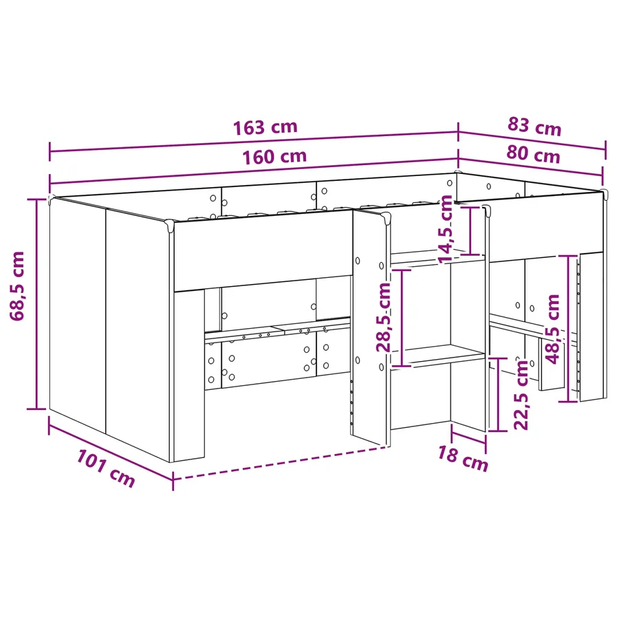 Cadre de Lit Élevé pour Enfants Blanc 80 x 160 cm - 10
