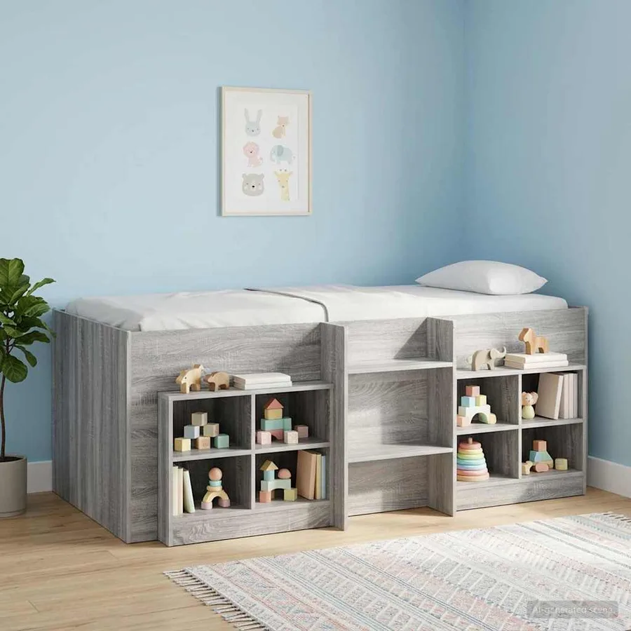 Cadre de Lit Élevé pour Enfants Sonoma gris 80 x 200 cm - 3