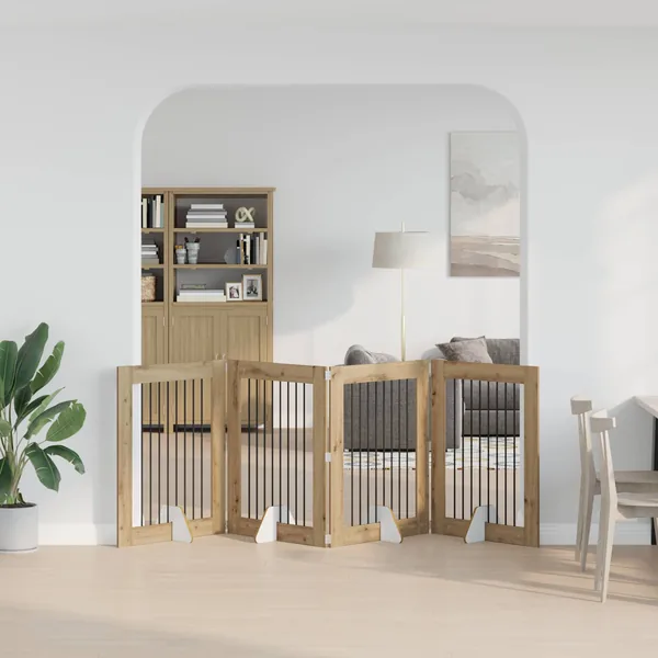 Porte de chien pliable avec supports 4 pcs Chêne artisanal