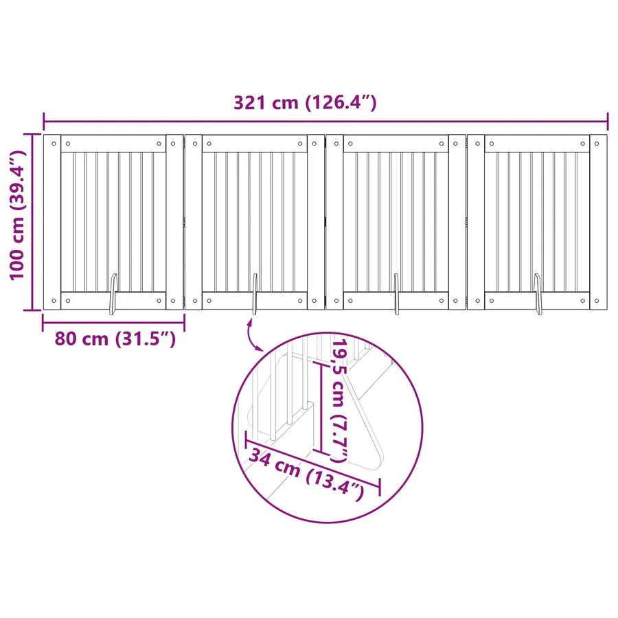 Porte de chien pliable avec supports 4 pcs Chêne artisanal - 10