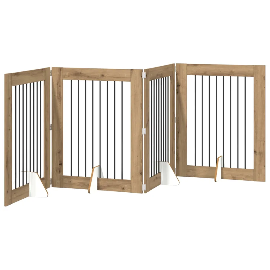 Porte de chien pliable avec supports 4 pcs Chêne artisanal - 2