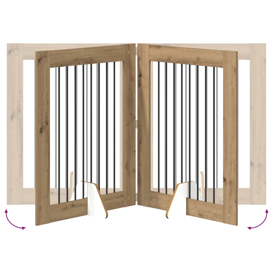 Porte de chien pliable avec supports 4 pcs Chêne artisanal - 6