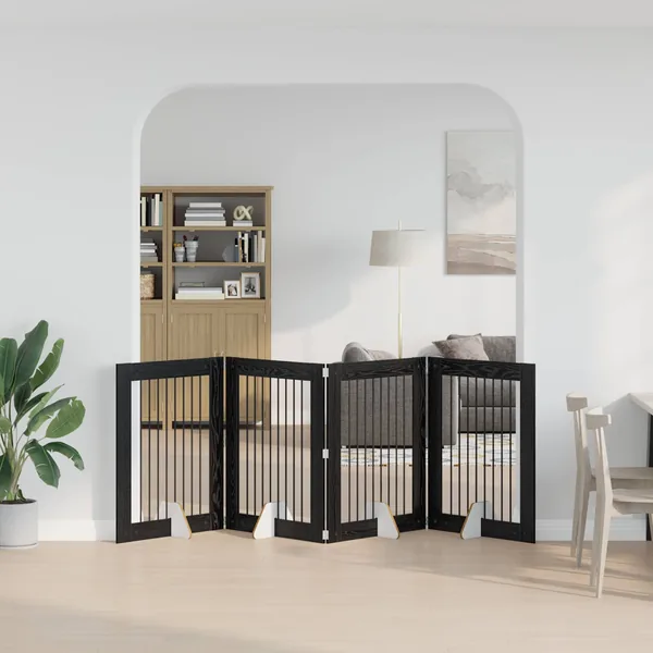 Porte de chien pliable avec supports 4 pcs Chêne noir 321 cm