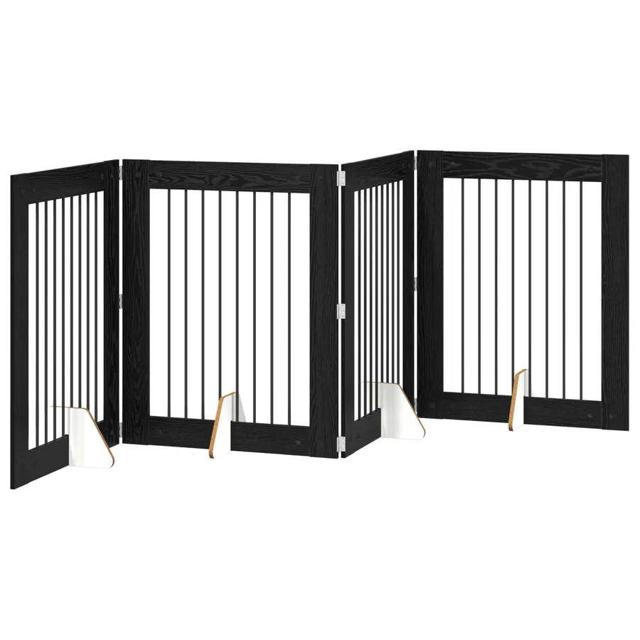 Porte de chien pliable avec supports 4 pcs Chêne noir 321 cm - 2