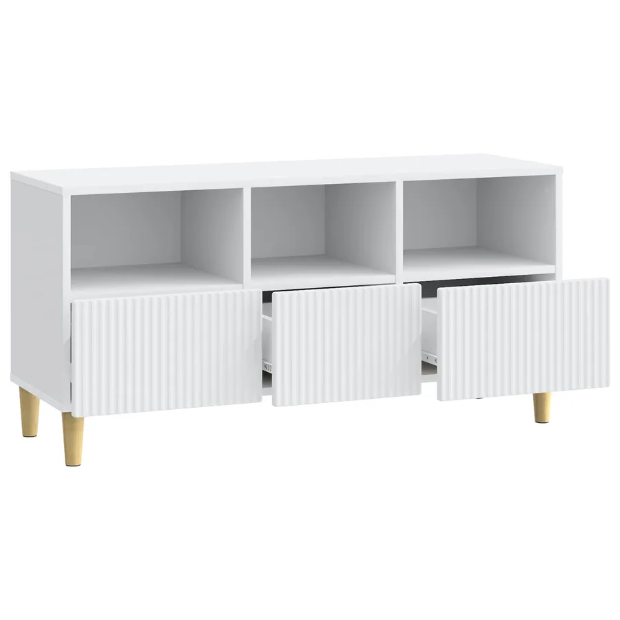 Meuble TV Blanc 102 x 34,5 x 50 cm Bois d'ingénierie - 5