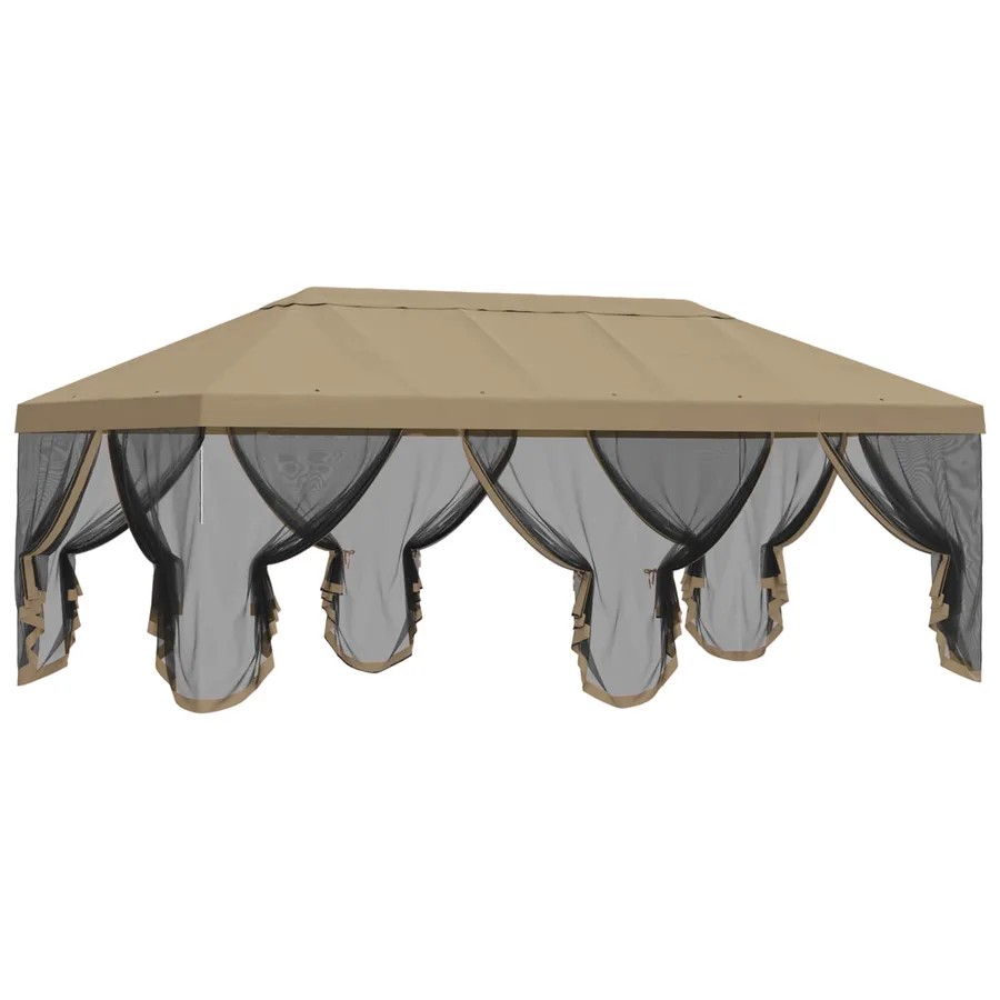 Housse de tonnelle avec murs latéraux 6 x 3 m Beige Polyester - 4