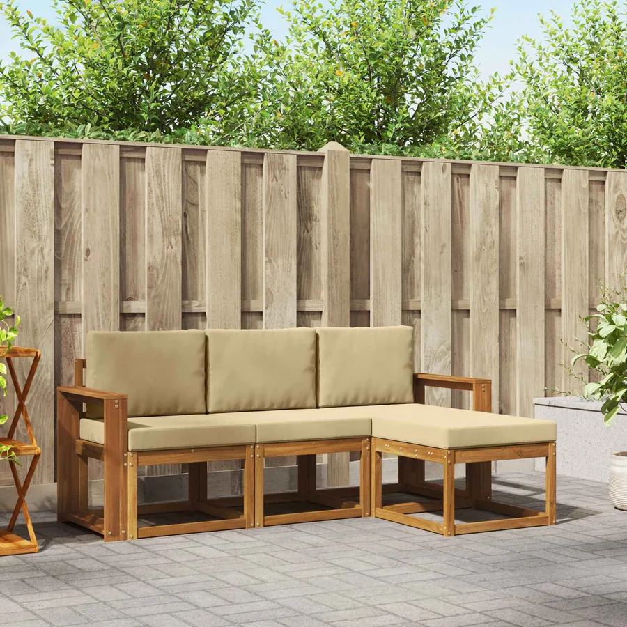 Ensemble de canapés d'extérieur 4 pcs Naturel et Beige