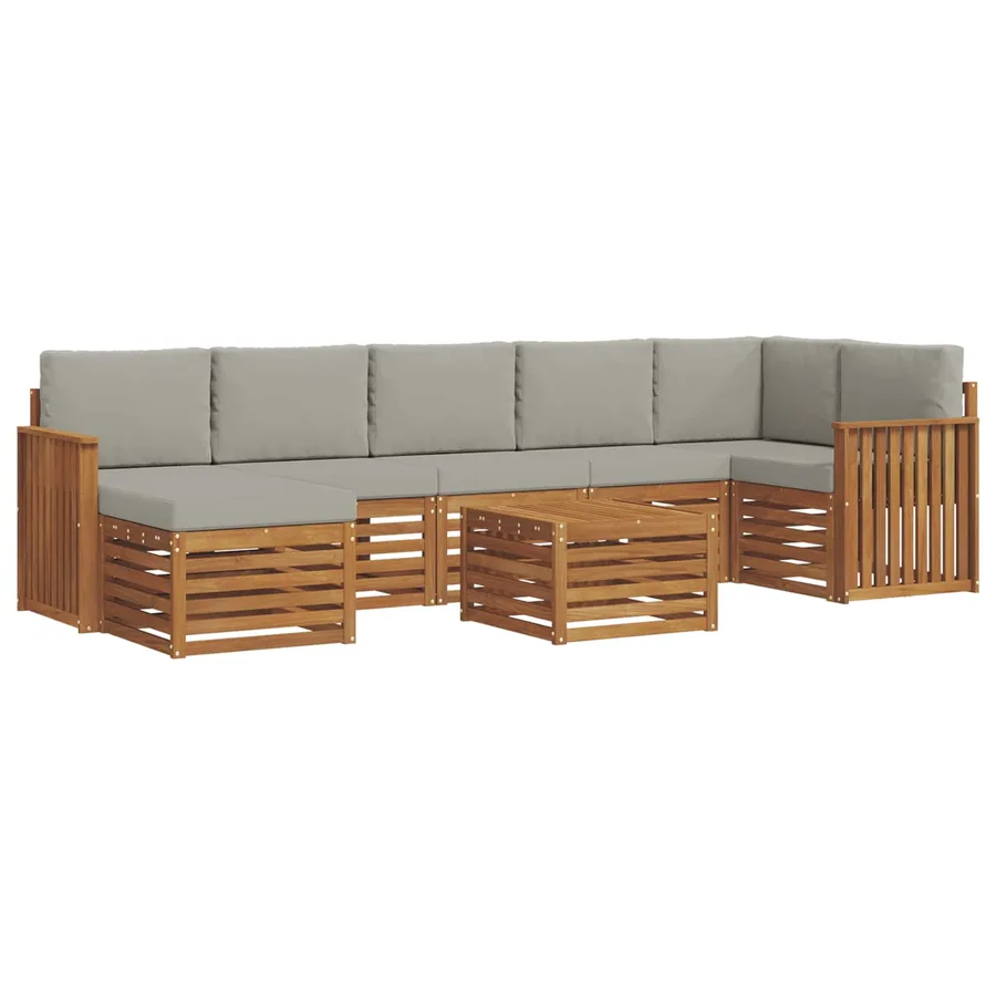Ensemble de canapés d'extérieur 8 pcs Gris Naturel et Clair - 2