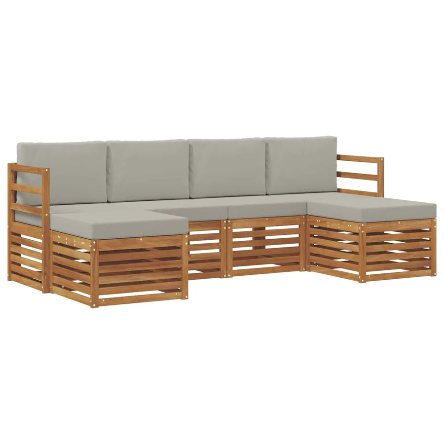 Ensembles de canapés avec coussin 6 pcs Gris Naturel et Clair - 2