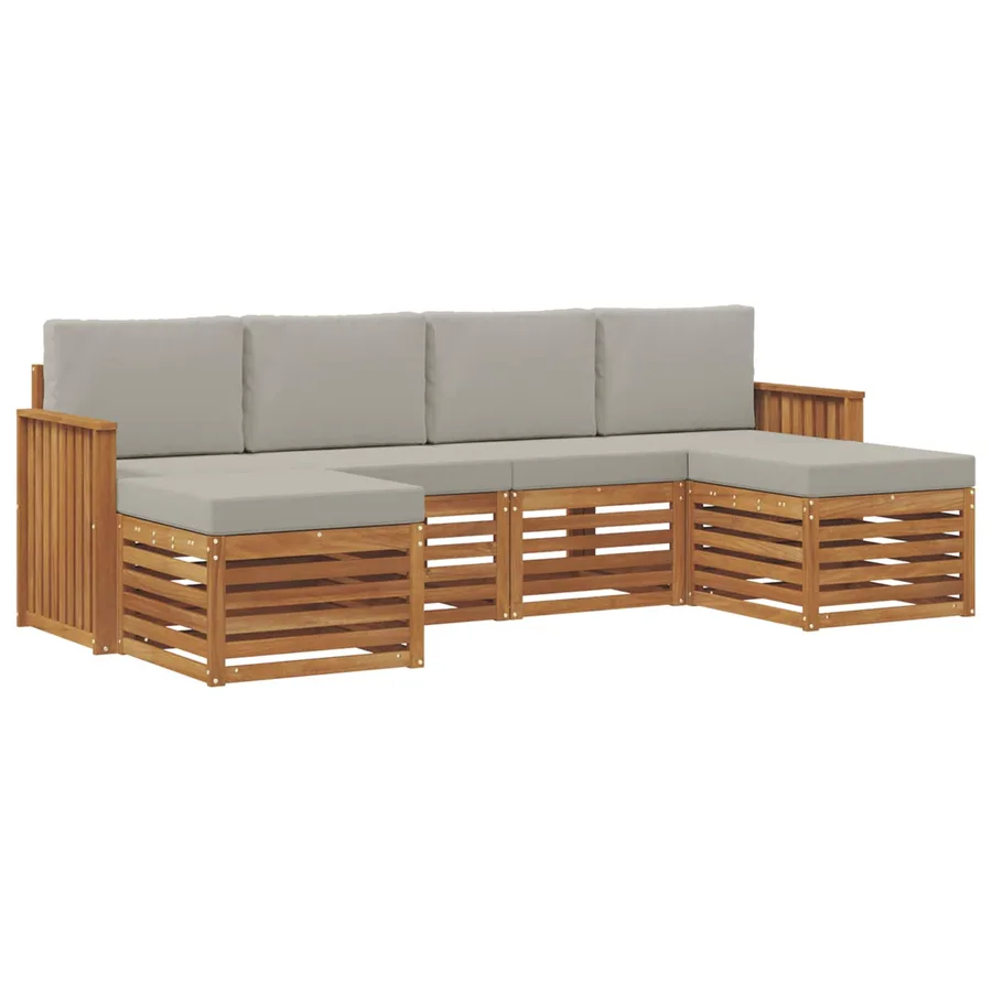 Ensembles de canapés avec coussin 6 pcs Gris Naturel et Clair - 2