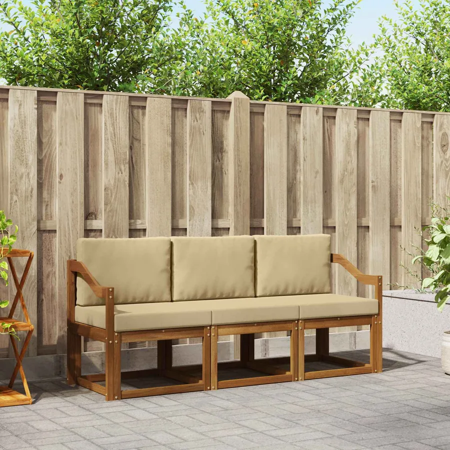 Ensemble de canapés d'extérieur 3 pcs Naturel et Beige