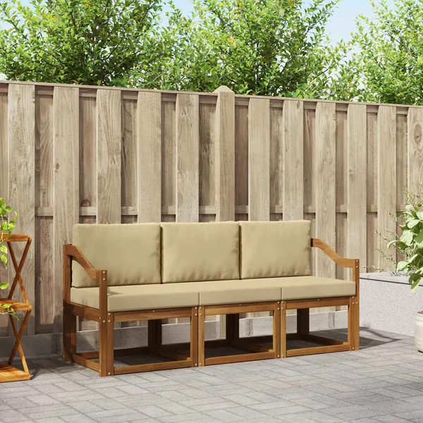 Ensemble de canapés d'extérieur 3 pcs Naturel et Beige