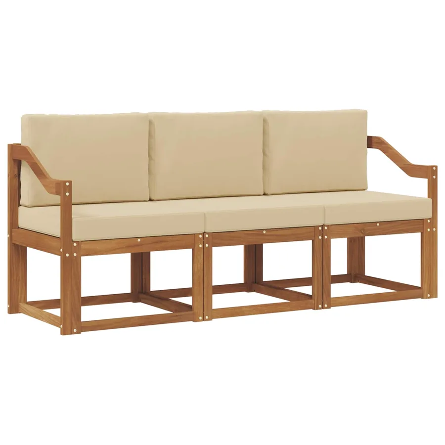 Ensemble de canapés d'extérieur 3 pcs Naturel et Beige - 2