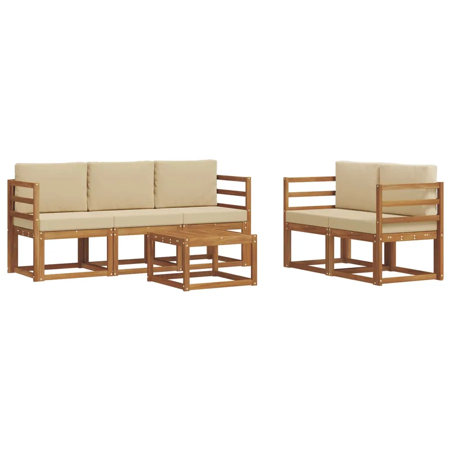 Ensemble de canapés d'extérieur 6 pcs Naturel et Beige - 2