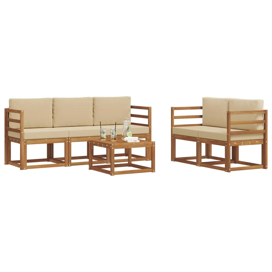 Ensemble de canapés d'extérieur 6 pcs Naturel et Beige - 3