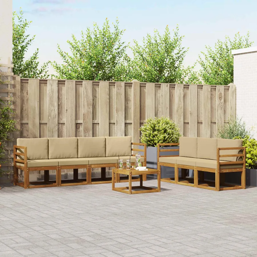 Ensemble de canapés d'extérieur 8 pcs Naturel et Beige