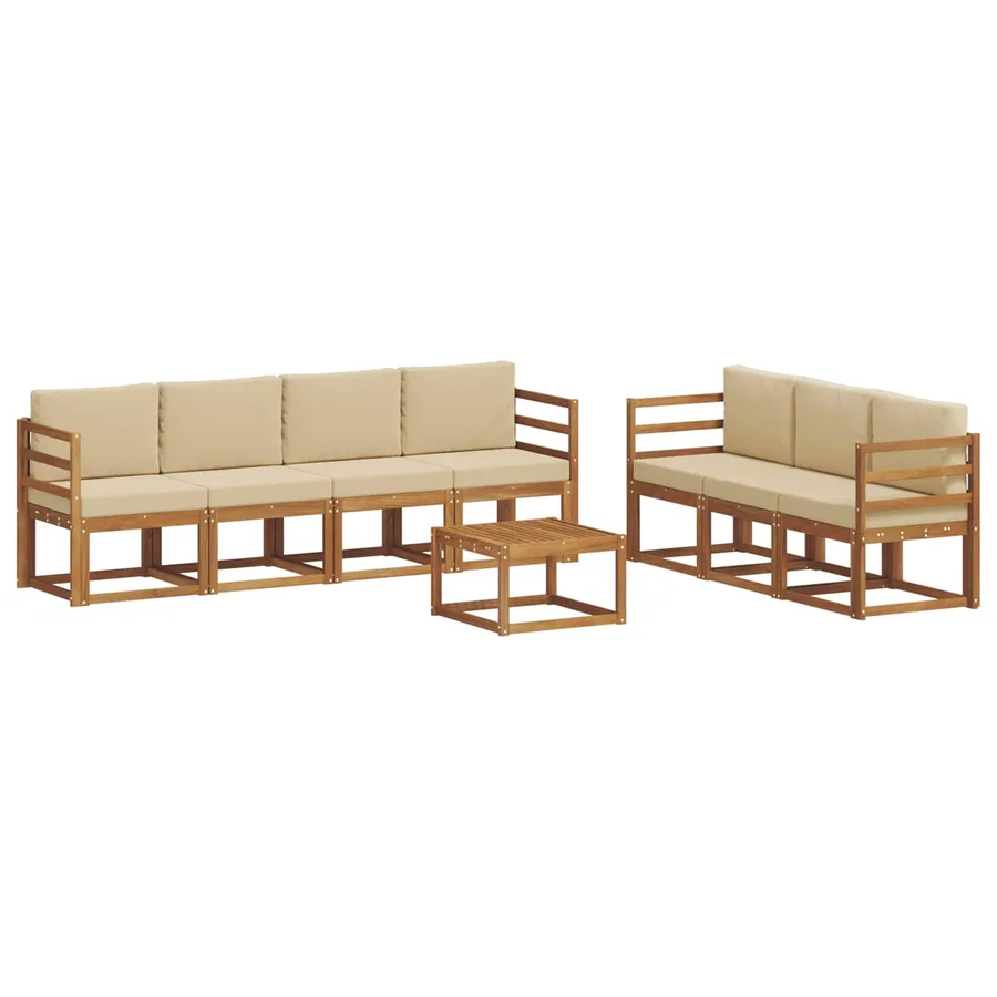 Ensemble de canapés d'extérieur 8 pcs Naturel et Beige - 2