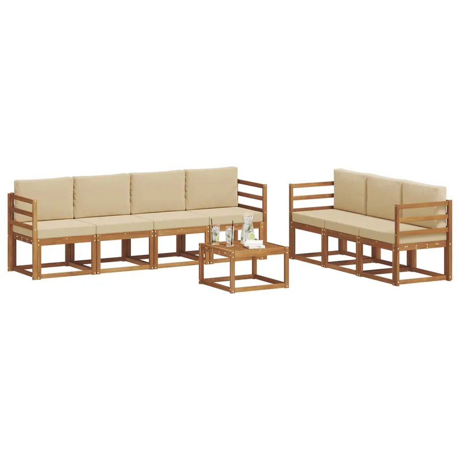 Ensemble de canapés d'extérieur 8 pcs Naturel et Beige - 3