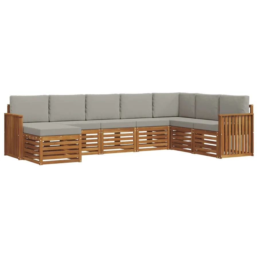 Ensemble de canapés d'extérieur 8 pcs Gris Naturel et Clair - 2