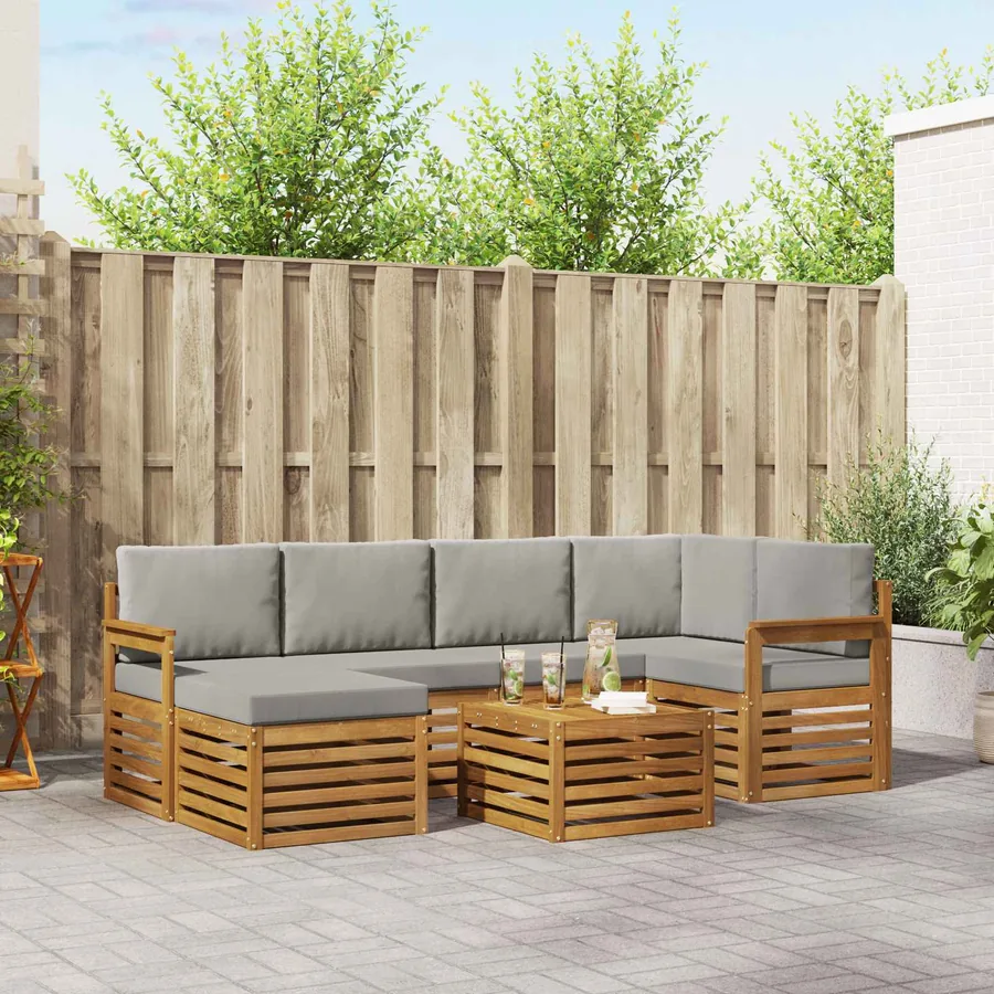 Ensemble de canapé d'angle 7 pcs Gris Naturel et Clair