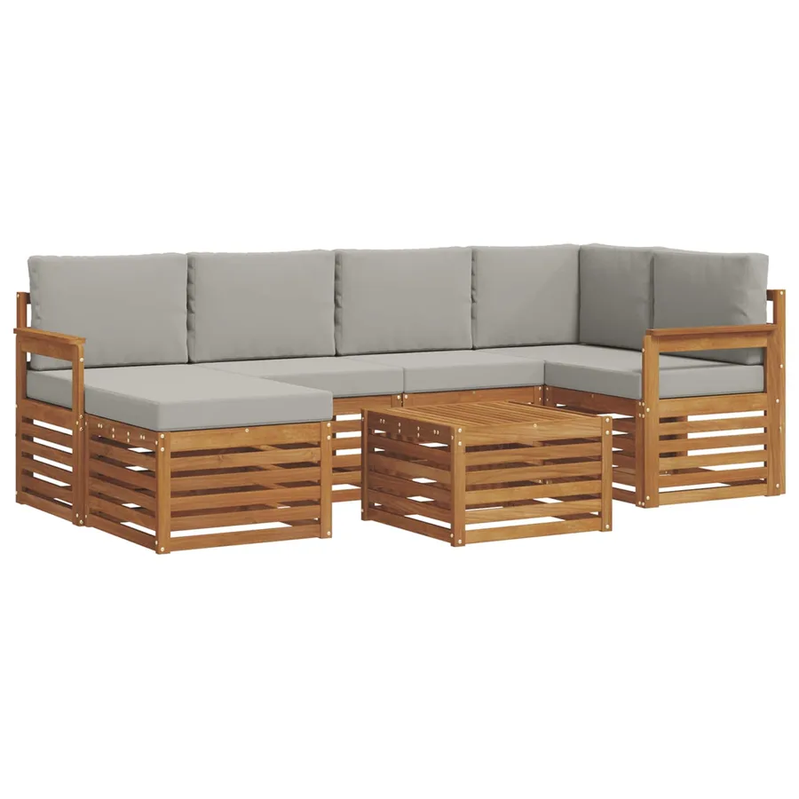 Ensemble de canapé d'angle 7 pcs Gris Naturel et Clair - 2