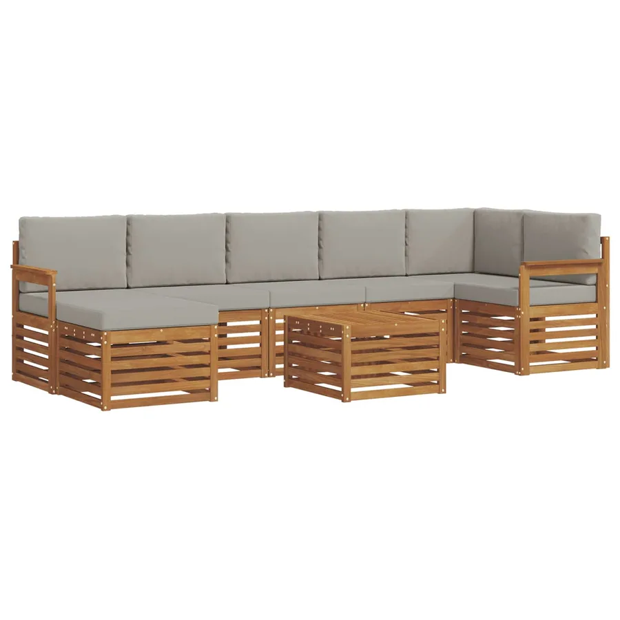 Ensemble de canapés d'extérieur 8 pcs Gris Naturel et Clair - 2