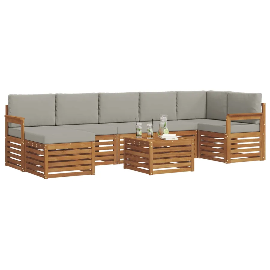 Ensemble de canapés d'extérieur 8 pcs Gris Naturel et Clair - 3