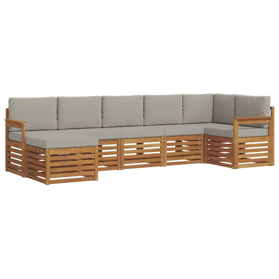 Ensemble de canapé d'angle 7 pcs Gris Naturel et Clair - 2
