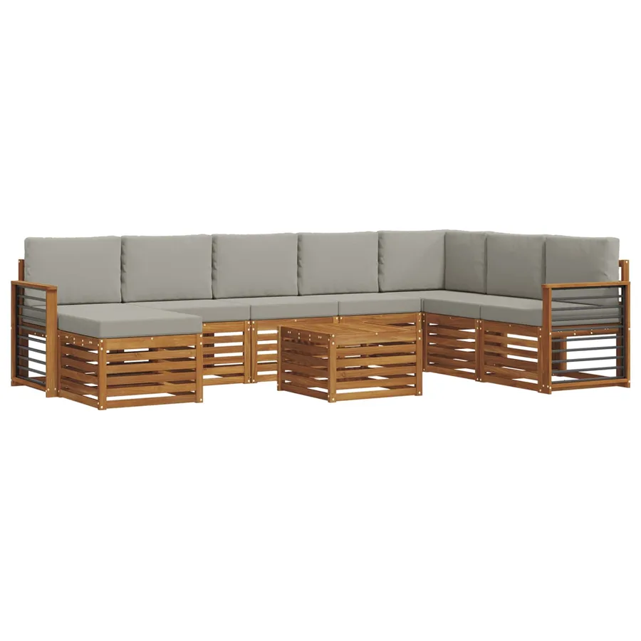 Ensemble de canapés d'extérieur 9 pcs Gris Naturel et Clair - 2