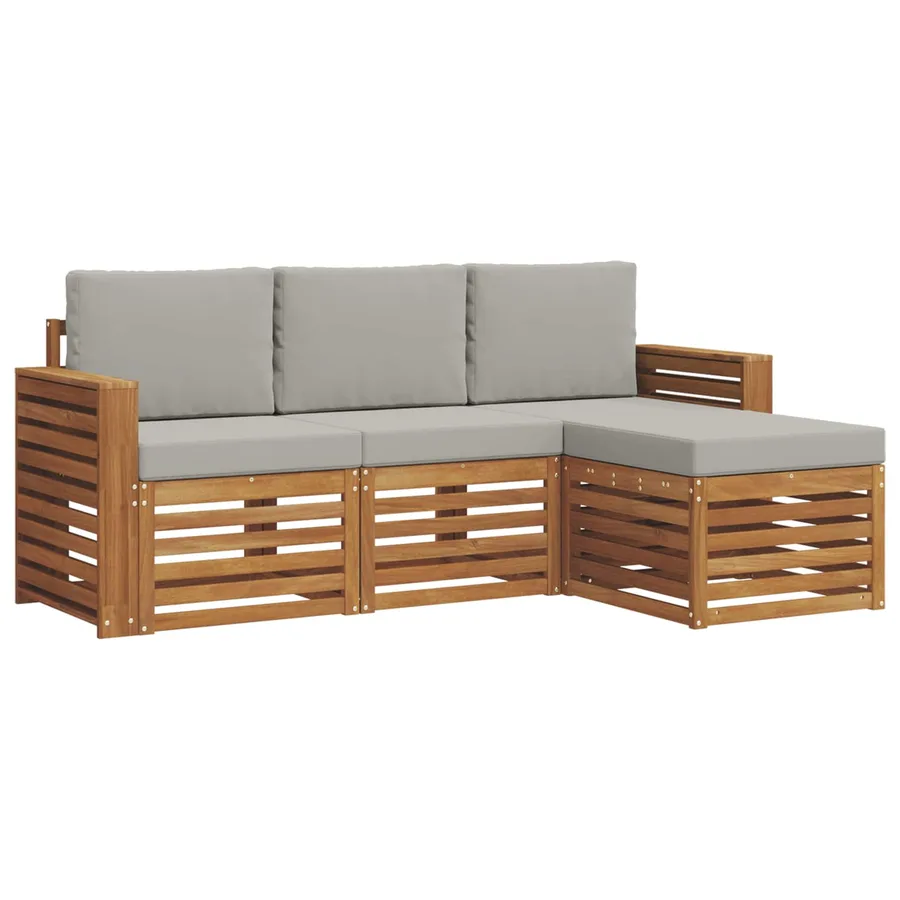 Ensemble de canapés d'extérieur 4 pcs Gris Naturel et Clair - 2