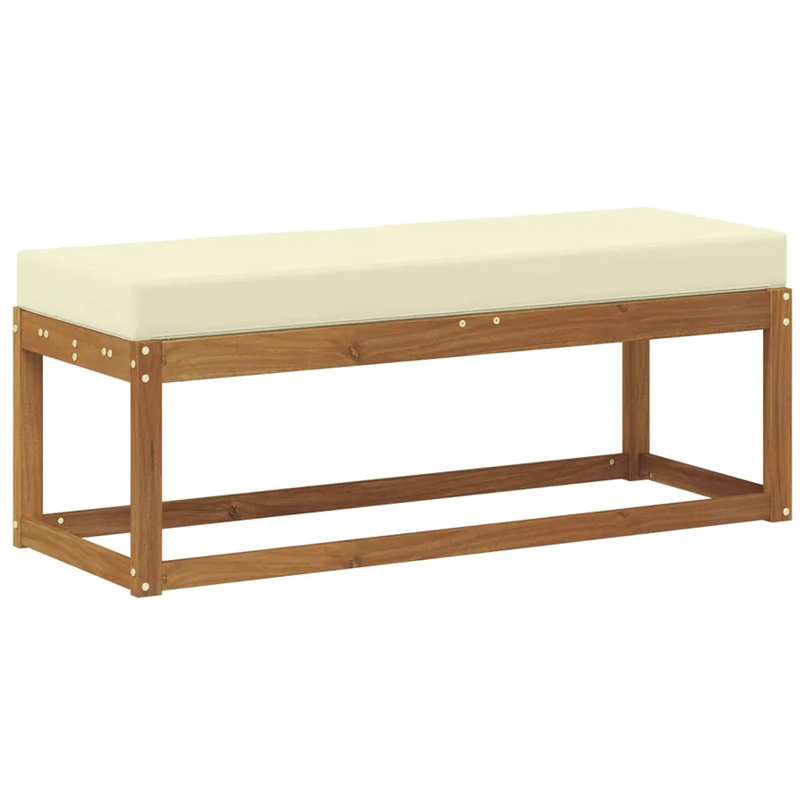 Banc de jardin avec coussin Naturel et Crème 115 x 43 x 45 cm - 5