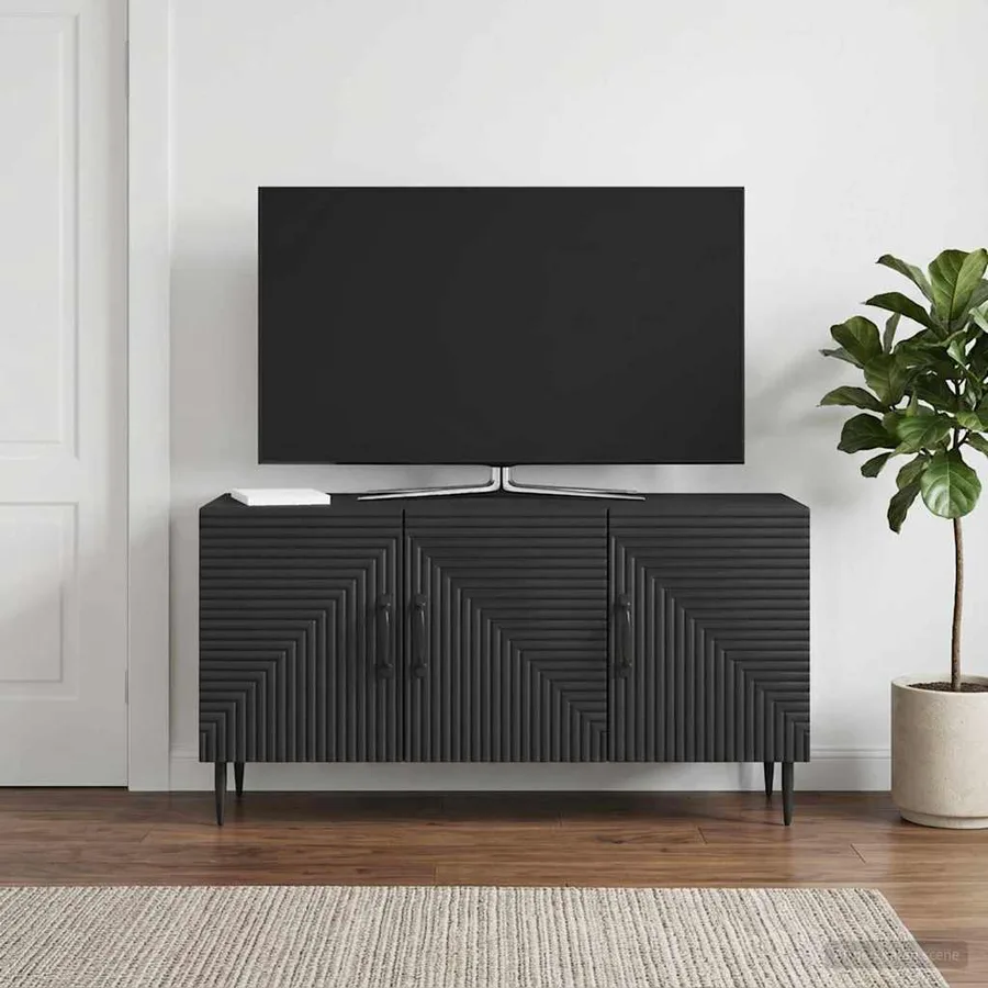 Meuble TV Noir 99 x 34,5 x 50 cm Bois d'ingénierie - 4
