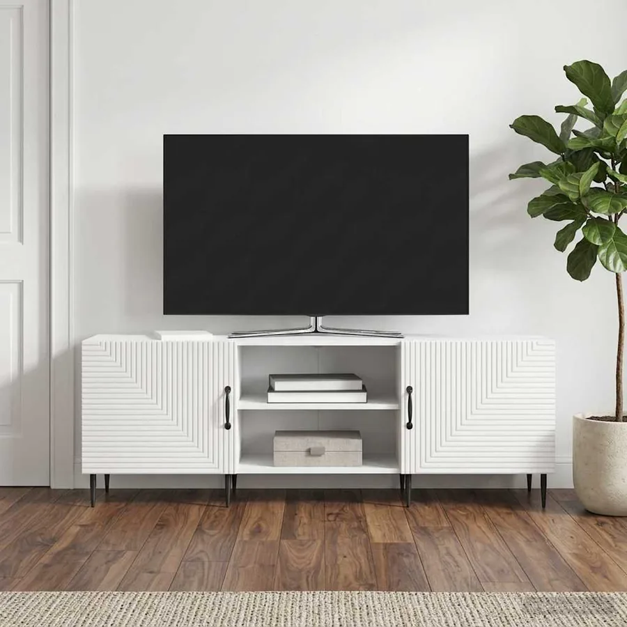 Meuble TV Blanc brillant 150 x 31 x 50 cm Bois d'ingénierie