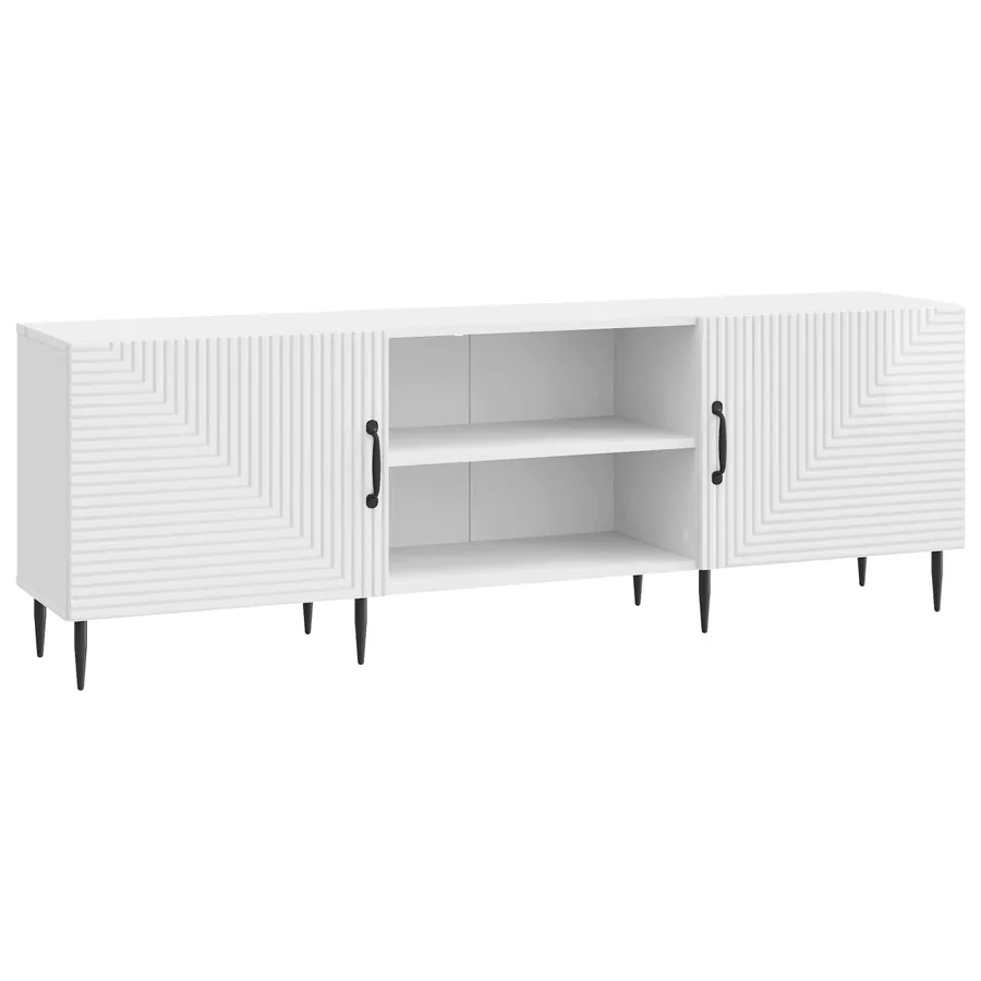 Meuble TV Blanc brillant 150 x 31 x 50 cm Bois d'ingénierie - 2
